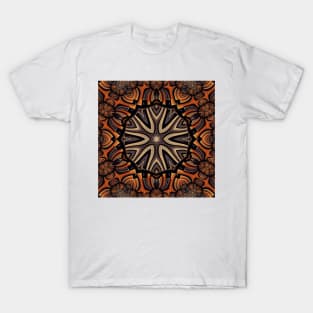 Orange and GOLD Leather-bound BOOK KALEIDOSCOPE DESIGN and PATTERN T-Shirt